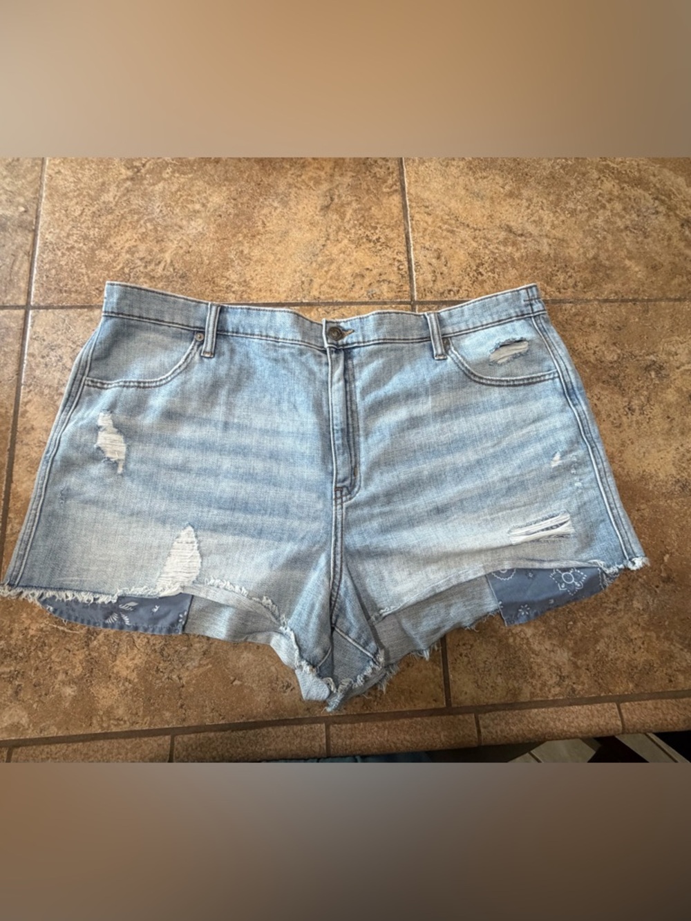 aerie Light Wash Distressed Denim Cutoff Shorts